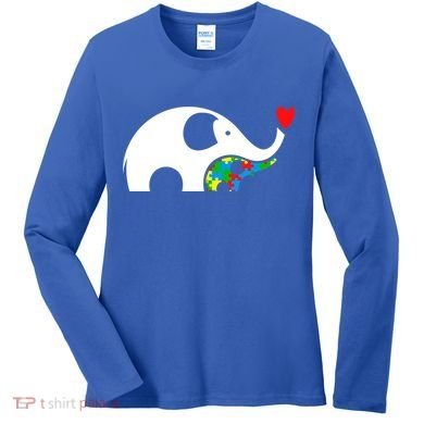 Autism Awareness Mother Baby Elephant  Women's Long Sleeve Shirt