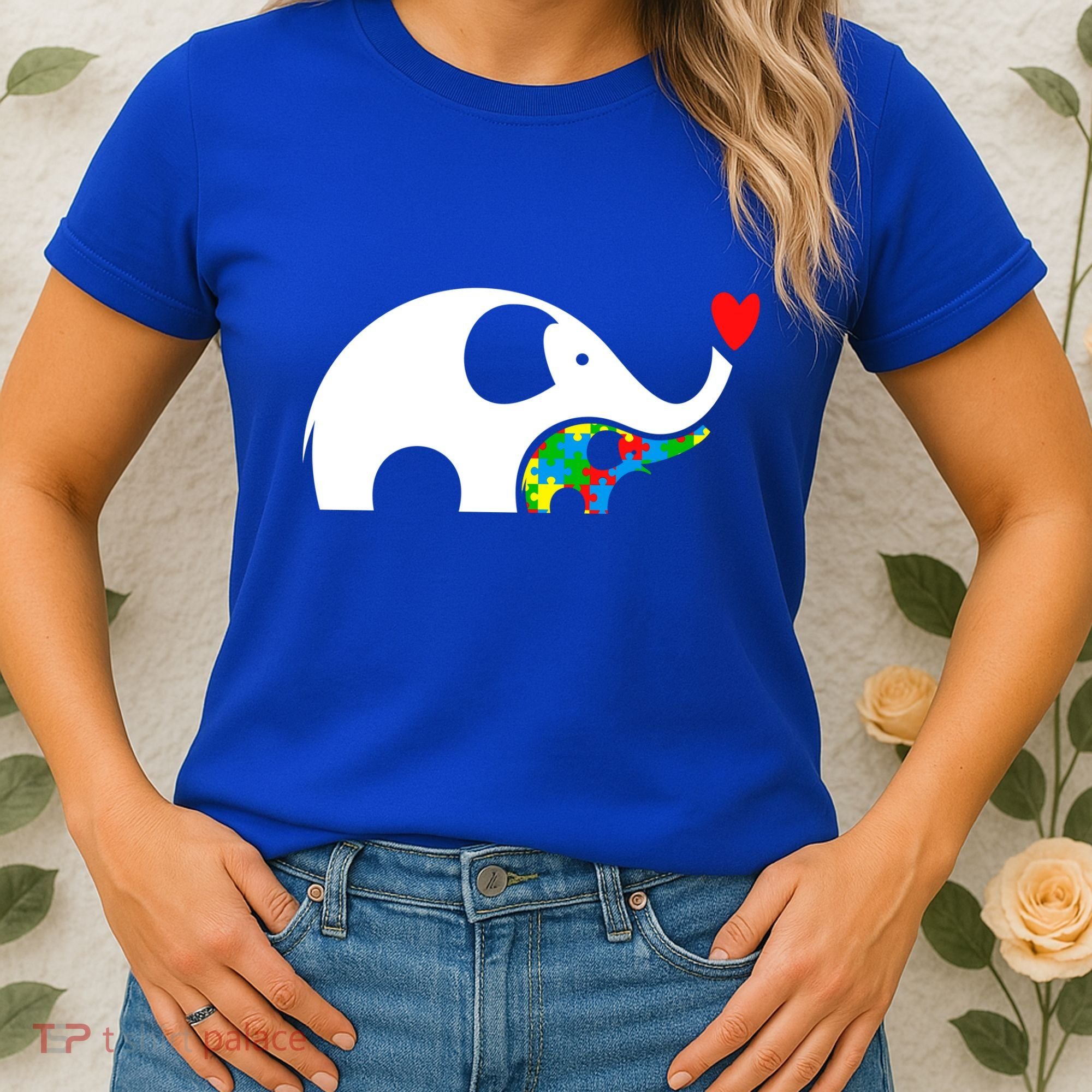 Autism Awareness Mother Baby Elephant  Women's T-Shirt