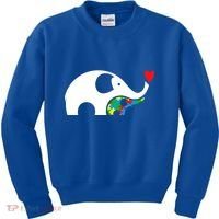 Autism Awareness Mother Baby Elephant  Kids Sweatshirt thumb 0