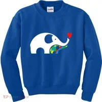 Autism Awareness Mother Baby Elephant  Kids Sweatshirt thumb 0