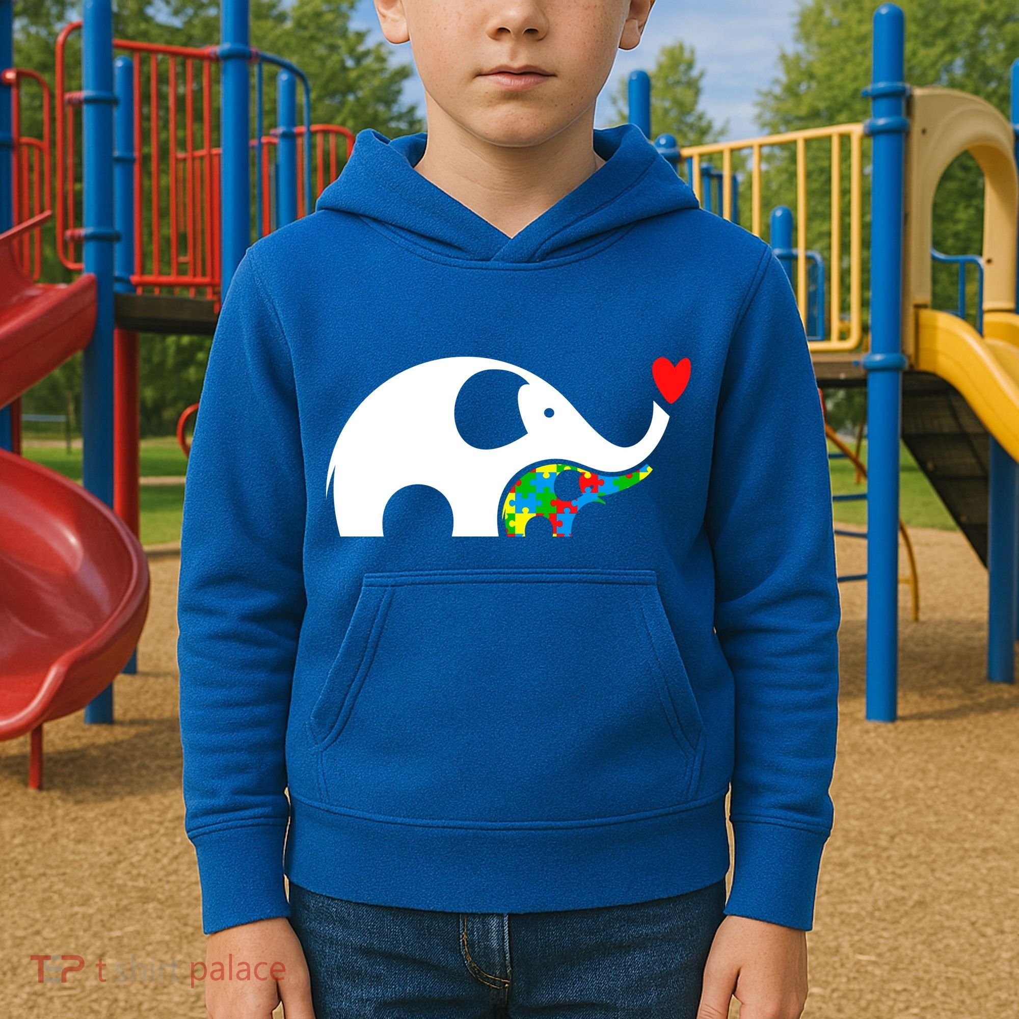 Autism Awareness Mother Baby Elephant  Kids Hoodie
