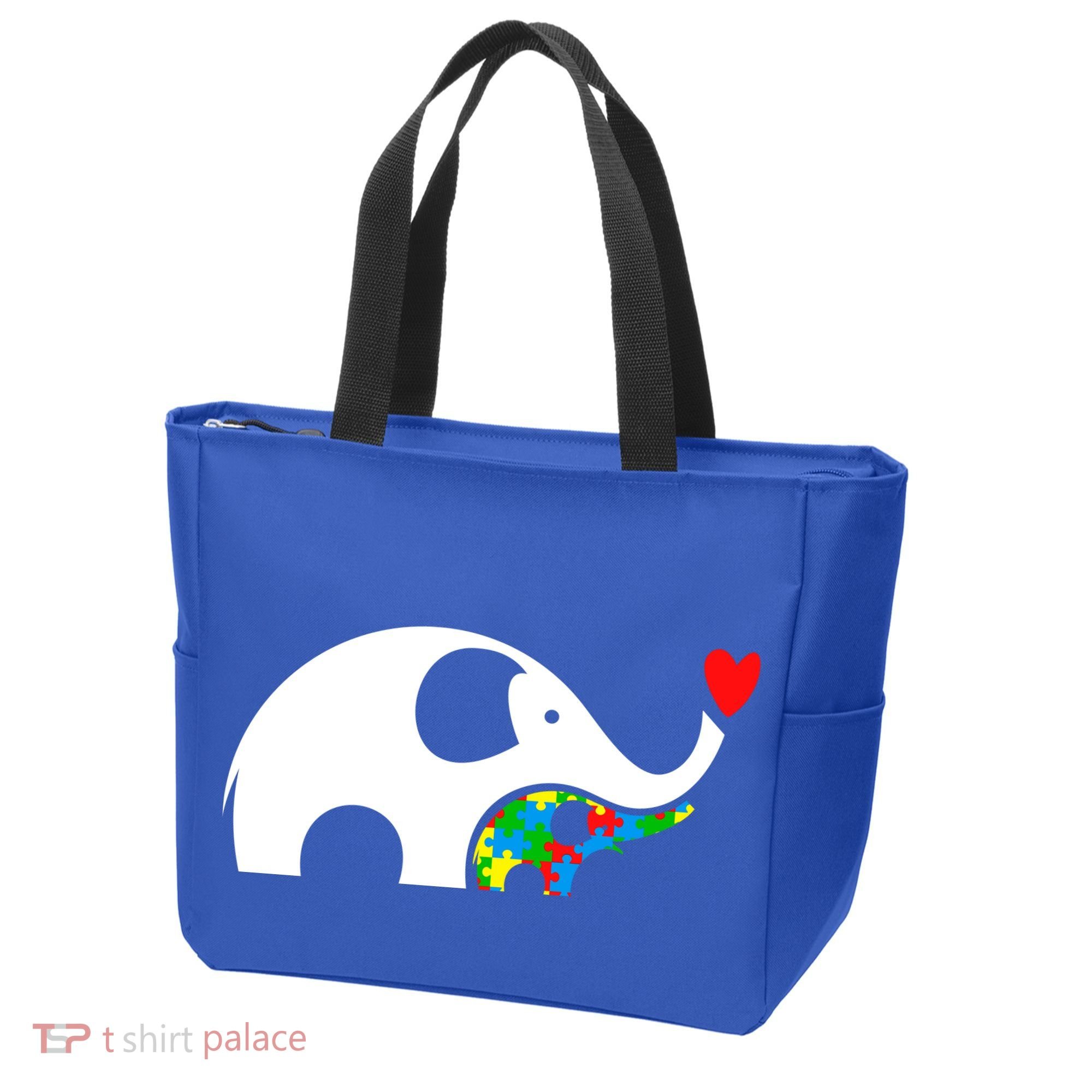 Autism Awareness Mother Baby Elephant  Tote Bag