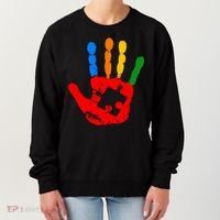 Autism Awareness Painted Hand Puzzle Piece Women's Sweatshirt thumb 0