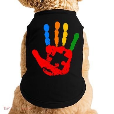 Autism Awareness Painted Hand Puzzle Piece Doggie Tank