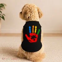 Autism Awareness Painted Hand Puzzle Piece Doggie Tank thumb 2