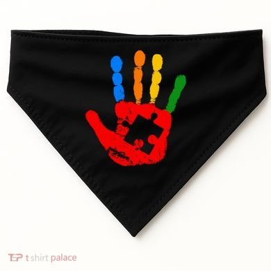 Autism Awareness Painted Hand Puzzle Piece USA-Made Doggie Bandana