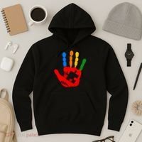 Autism Awareness Painted Hand Puzzle Piece Hoodie thumb 3
