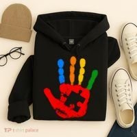 Autism Awareness Painted Hand Puzzle Piece Hoodie thumb 4