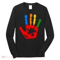 Autism Awareness Painted Hand Puzzle Piece Long Sleeve Shirt thumb 0