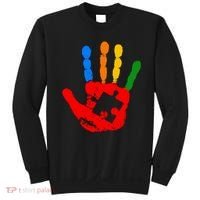 Autism Awareness Painted Hand Puzzle Piece Sweatshirt thumb 0