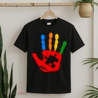 Autism Awareness Painted Hand Puzzle Piece T-Shirt thumb 2