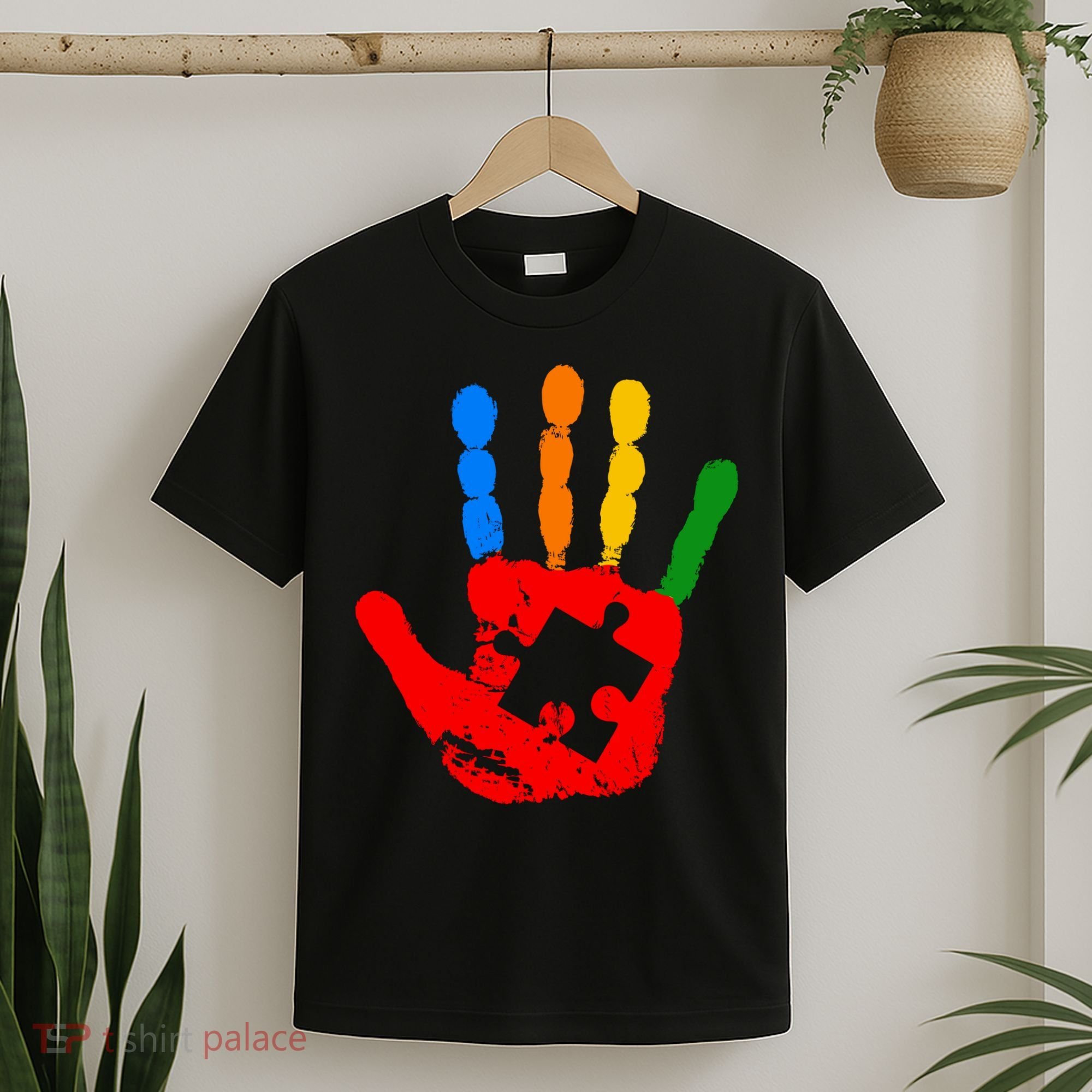 Autism Awareness Painted Hand Puzzle Piece T-Shirt