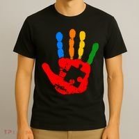 Autism Awareness Painted Hand Puzzle Piece T-Shirt thumb 3