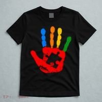 Autism Awareness Painted Hand Puzzle Piece T-Shirt thumb 5