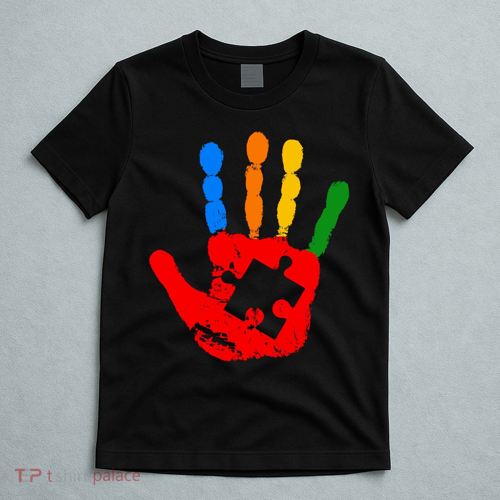 Autism Awareness Painted Hand Puzzle Piece T-Shirt