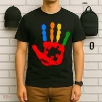 Autism Awareness Painted Hand Puzzle Piece T-Shirt thumb 6