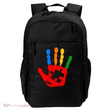 Autism Awareness Painted Hand Puzzle Piece Backpack