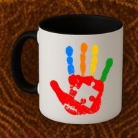 Autism Awareness Painted Hand Puzzle Piece Coffee Mug thumb 2