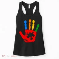 Autism Awareness Painted Hand Puzzle Piece Women's Tank Top thumb 0