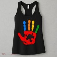 Autism Awareness Painted Hand Puzzle Piece Women's Tank Top thumb 3