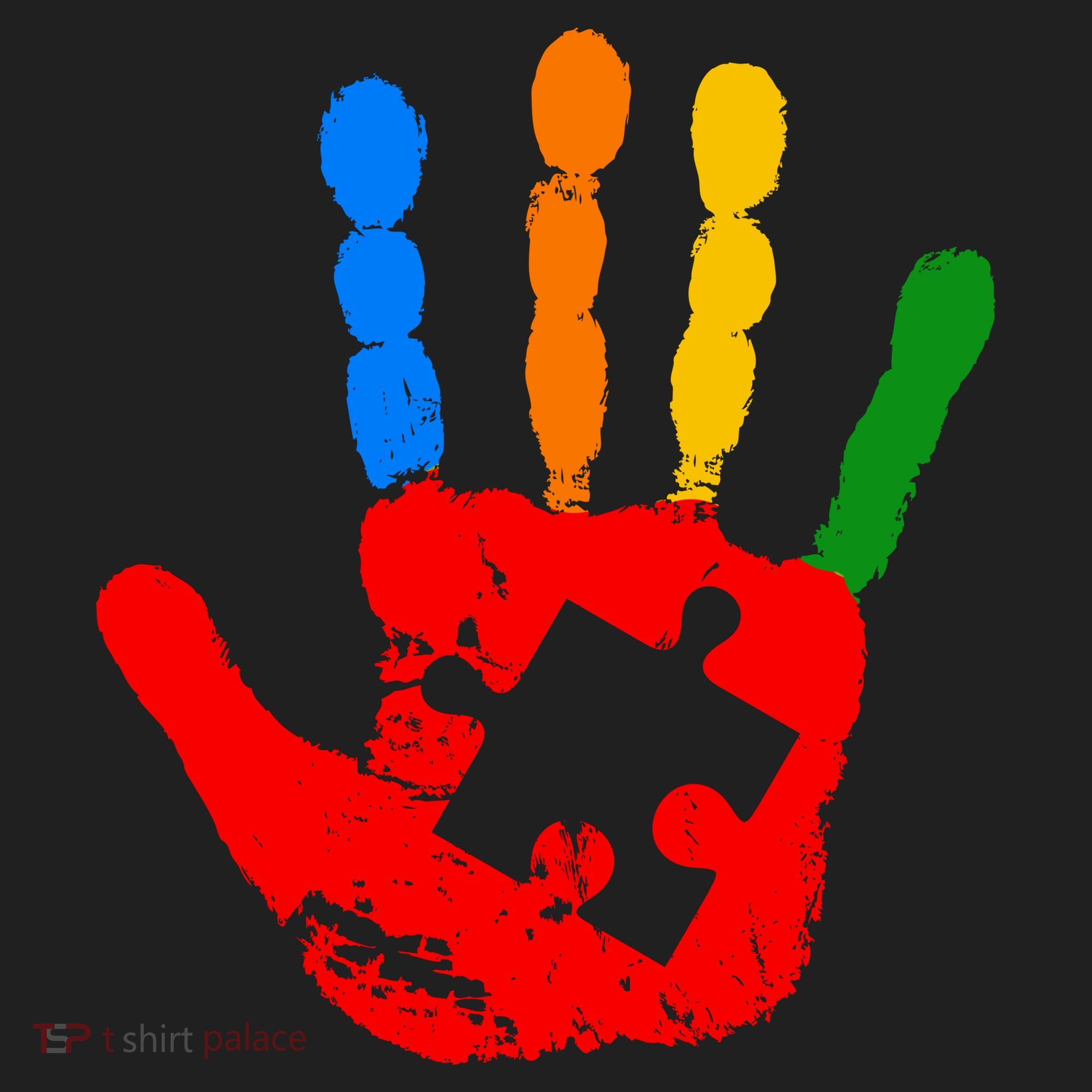 Autism Awareness Painted Hand Puzzle Piece Hat