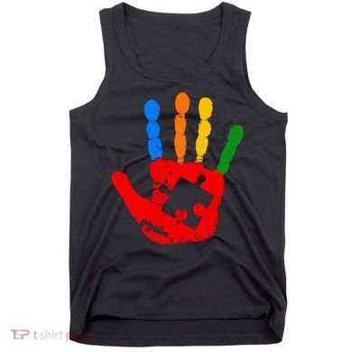 Autism Awareness Painted Hand Puzzle Piece Tank Top