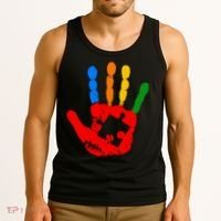 Autism Awareness Painted Hand Puzzle Piece Tank Top thumb 3