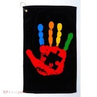 Autism Awareness Painted Hand Puzzle Piece Golf Towel thumb 0