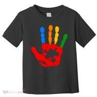 Autism Awareness Painted Hand Puzzle Piece Toddler T-Shirt thumb 0