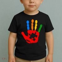 Autism Awareness Painted Hand Puzzle Piece Toddler T-Shirt thumb 2