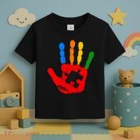 Autism Awareness Painted Hand Puzzle Piece Toddler T-Shirt thumb 3