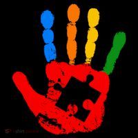 Autism Awareness Painted Hand Puzzle Piece Women's T-Shirt thumb 6