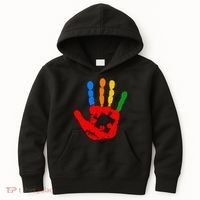 Autism Awareness Painted Hand Puzzle Piece Kids Hoodie thumb 0