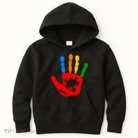Autism Awareness Painted Hand Puzzle Piece Kids Hoodie thumb 0
