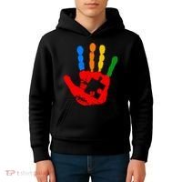 Autism Awareness Painted Hand Puzzle Piece Kids Hoodie thumb 4