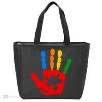 Autism Awareness Painted Hand Puzzle Piece Tote Bag thumb 0