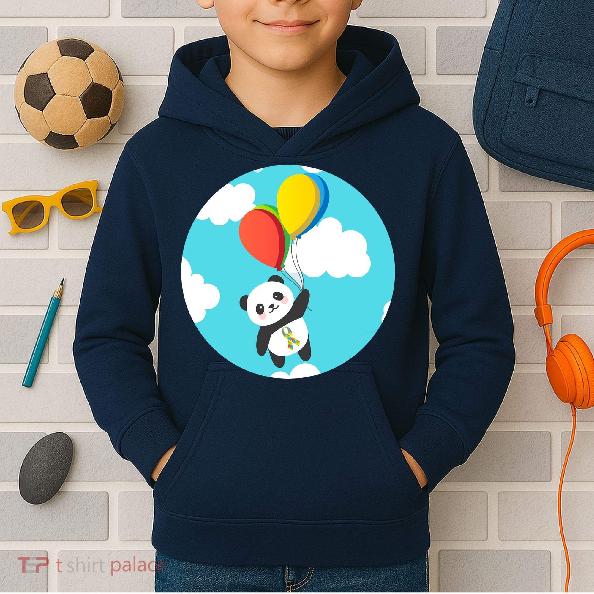 Autism Awareness Panda Bear Kids Hoodie