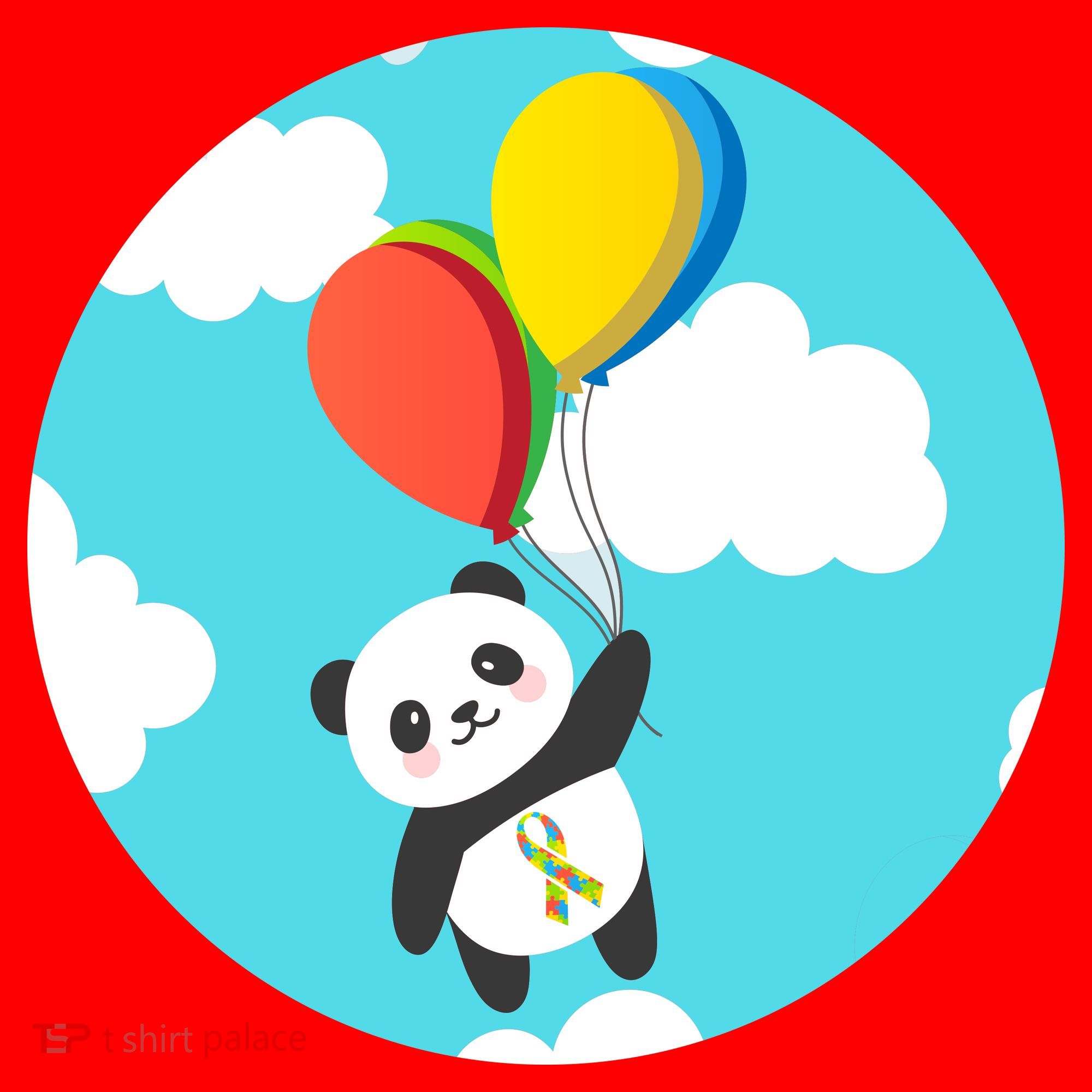 Autism Awareness Panda Bear Santa Hat