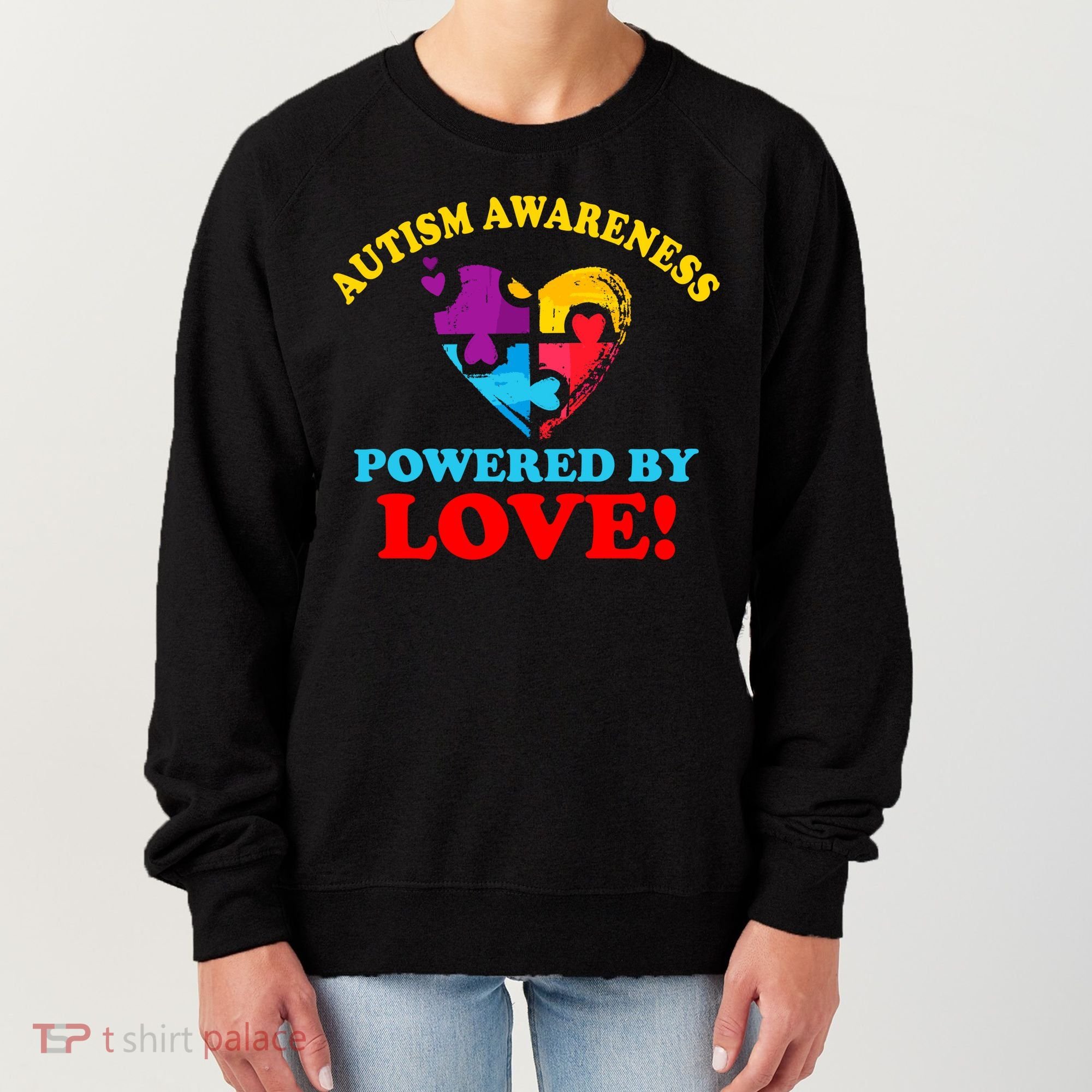Autism Awareness Powered By Love Puzzle Heart Women's Sweatshirt