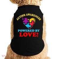 Autism Awareness Powered By Love Puzzle Heart Doggie Tank thumb 0