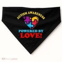 Autism Awareness Powered By Love Puzzle Heart USA-Made Doggie Bandana thumb 0