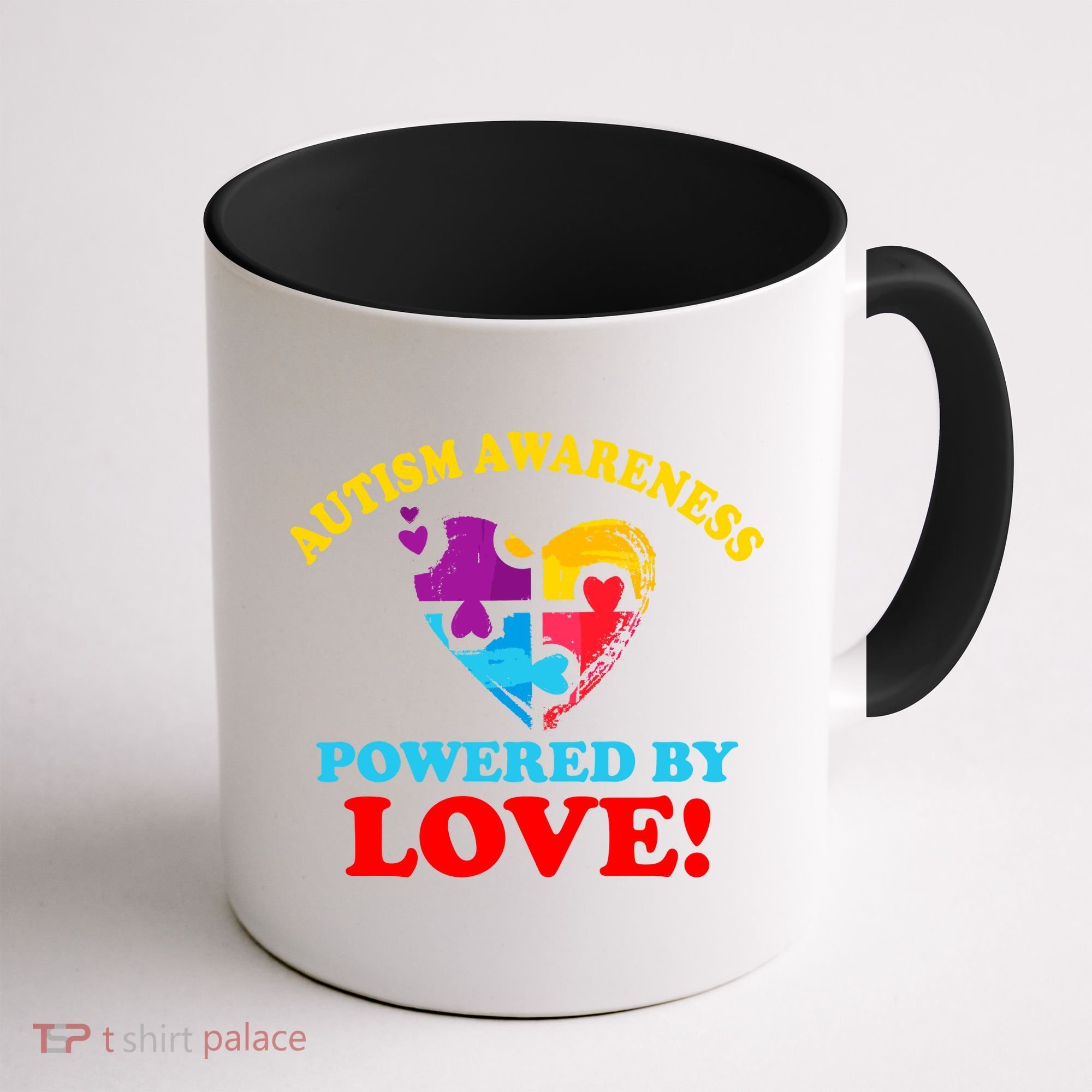 Autism Awareness Powered By Love Puzzle Heart Coffee Mug