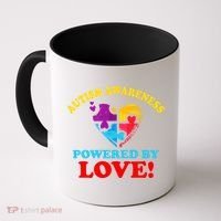 Autism Awareness Powered By Love Puzzle Heart Coffee Mug thumb 0
