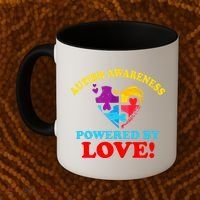 Autism Awareness Powered By Love Puzzle Heart Coffee Mug thumb 2