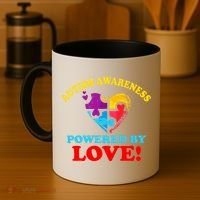 Autism Awareness Powered By Love Puzzle Heart Coffee Mug thumb 4
