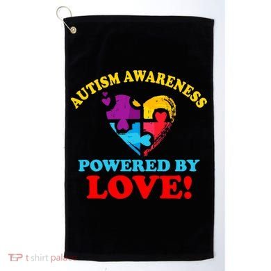 Autism Awareness Powered By Love Puzzle Heart Golf Towel