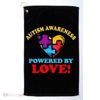 Autism Awareness Powered By Love Puzzle Heart Golf Towel thumb 0