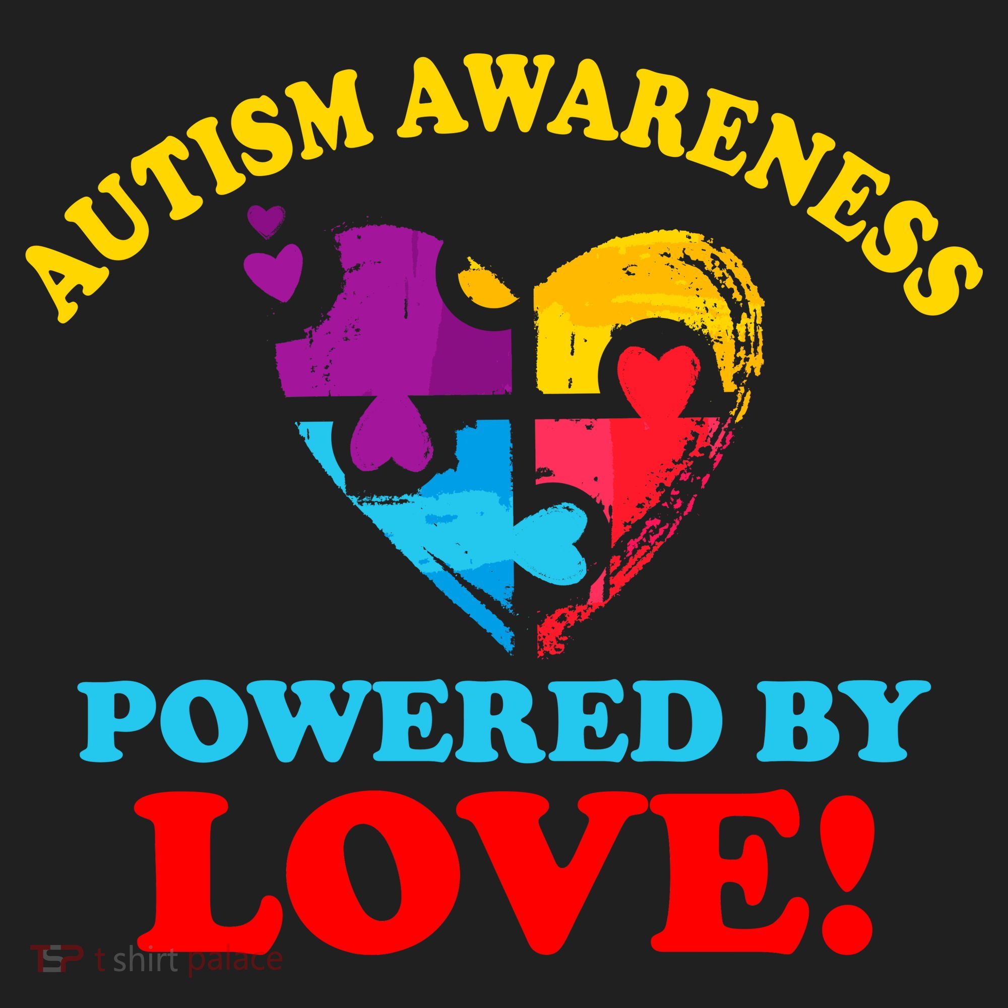 Autism Awareness Powered By Love Puzzle Heart Golf Towel