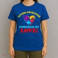 Autism Awareness Powered By Love Puzzle Heart T-Shirt thumb 4