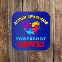 Autism Awareness Powered By Love Puzzle Heart Coaster thumb 0